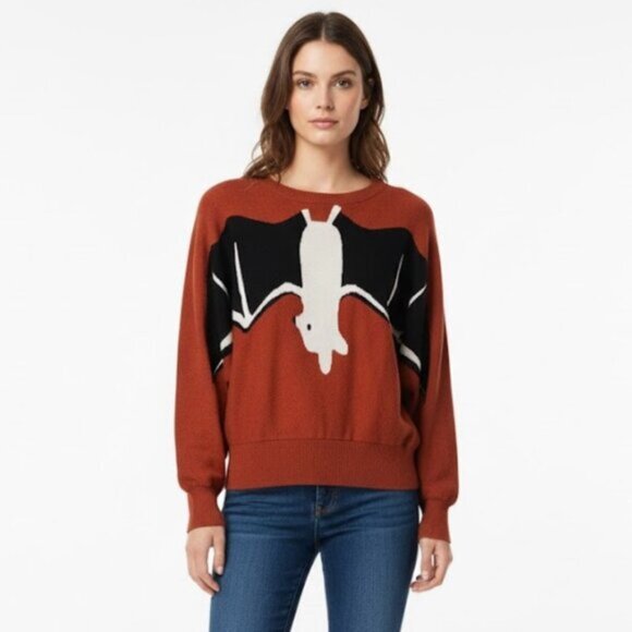 ModCloth Women's Rust Bat Dolman Sleeve Sweater Size S - Picture 1 of 7